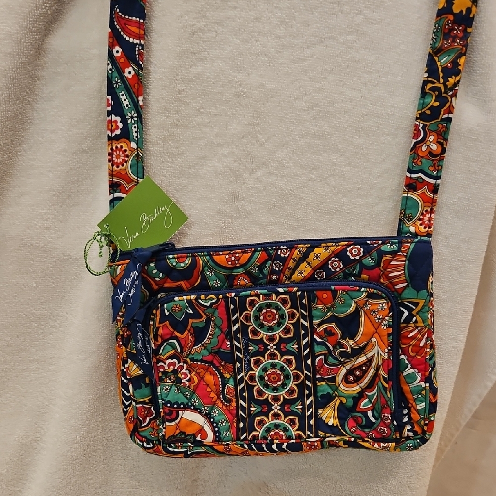 Vera Bradley Floral Paisley Crossbody Bag in Navy and Teal